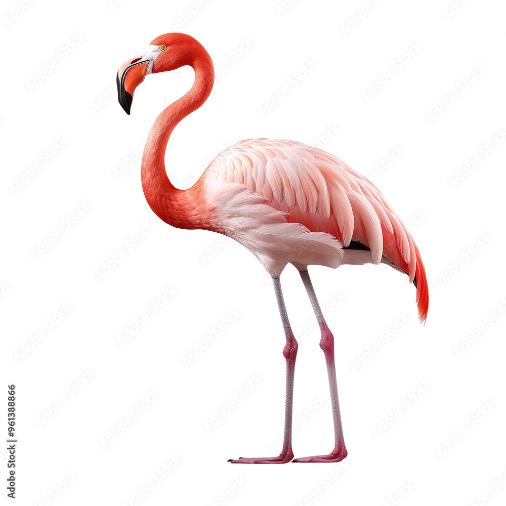 Obraz premium Flamingo isolated on transparent and white background