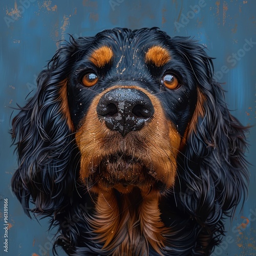 A Close-Up Portrait of a Black and Tan Coonhound photo