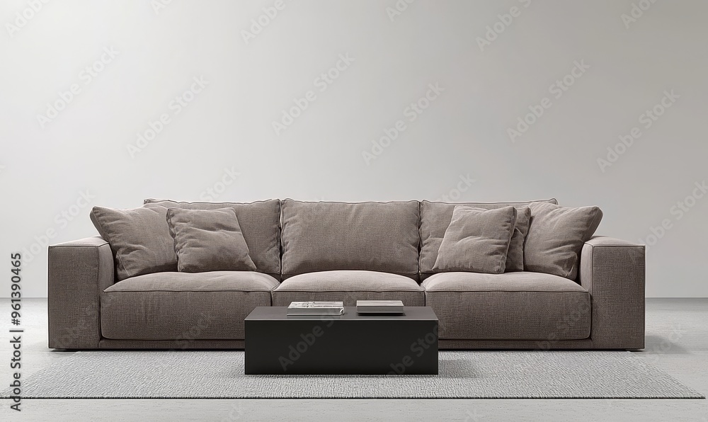 A luxury living room interior design with a white blank wall pattern background. 3D image. A luxury living room interior design with a white blank wall pattern background. 3D image.