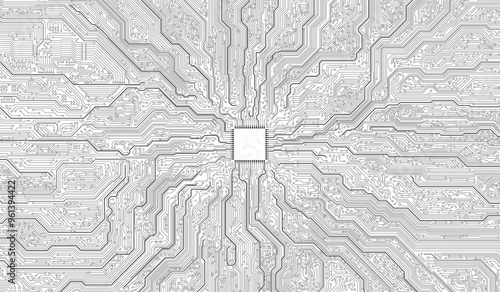 CPU Chip on Motherboard. Central Computer Processors CPU concept. Quantum computer large data processing database concept. Futuristic microchip processor. AI chip background with circuit light. 