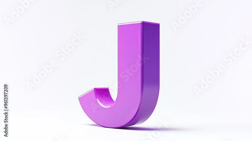 The letter "J" in 3D format, isolated on a white background, part of the alphabet.