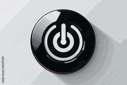 Monochrome Power Button Icon Isolated on White Background