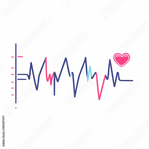 Grafik gelombang detak jantung dengan simbol hati. photo