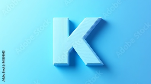 3D letter "K" on white background, isolated, part of the alphabet.