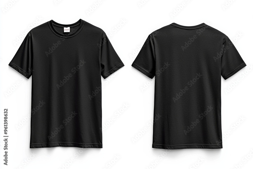 Black Tshirt Mockup Front and Back Isolated created with Generative AI Black Tshirt Mockup Front and Back Isolated created with Generative AI