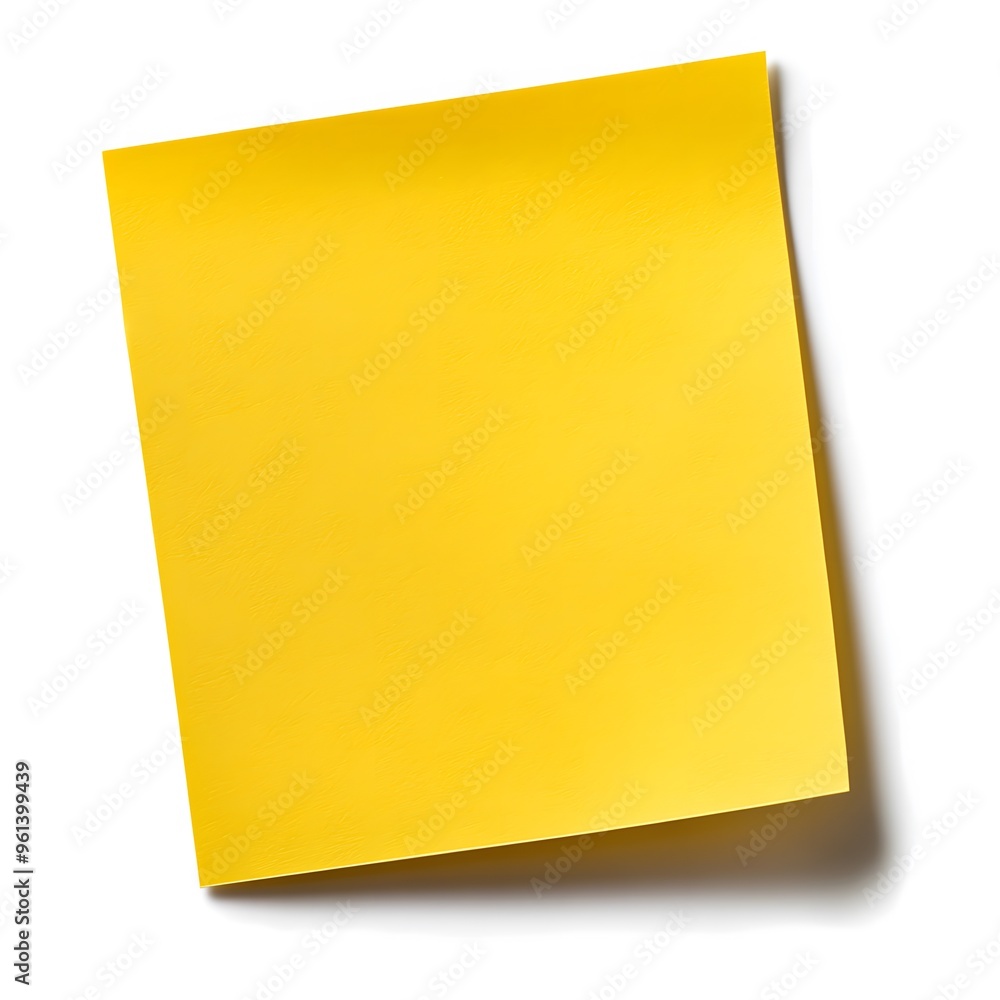 Bright Yellow Sticky Note on White Background Bright Yellow Sticky Note on White Background