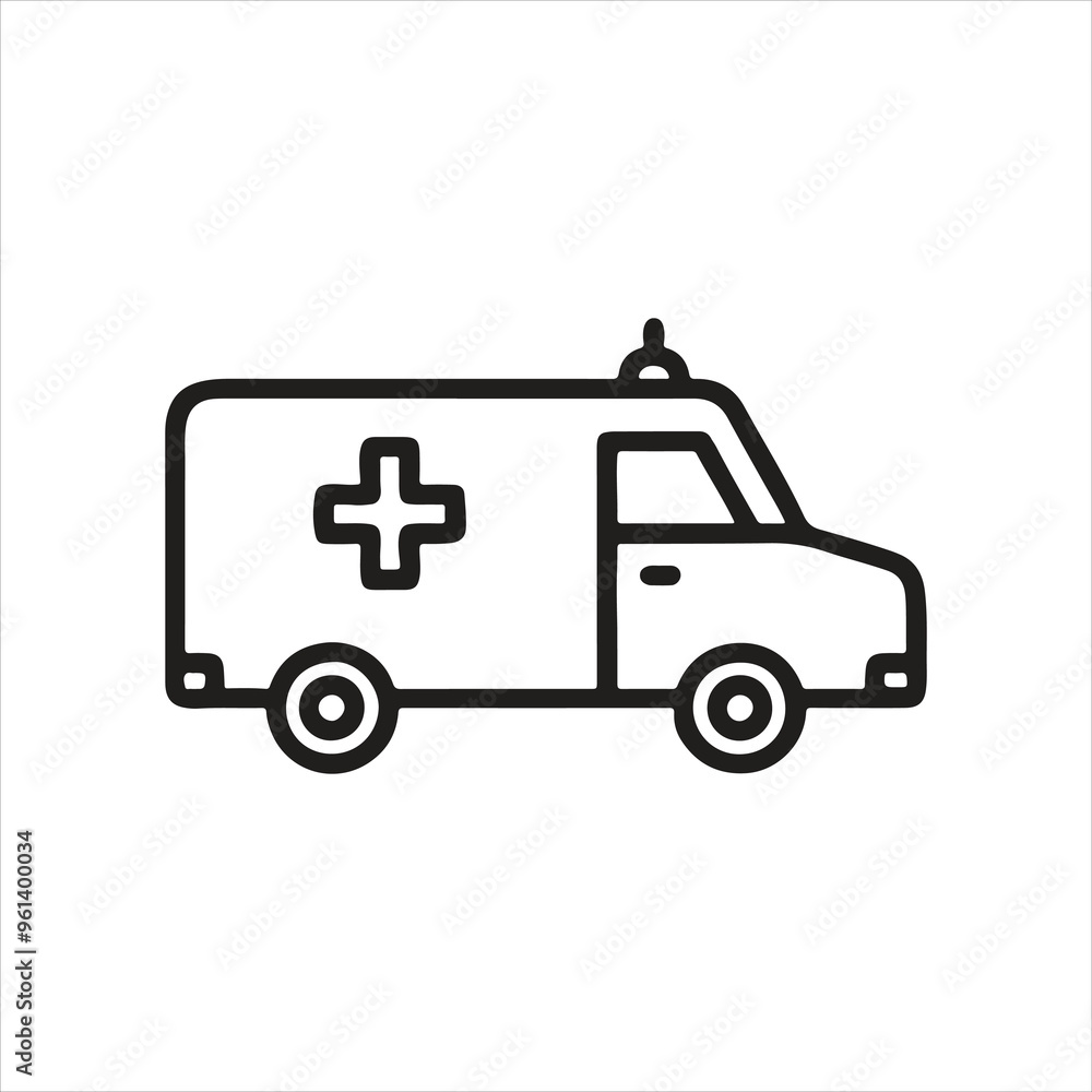 Medical Related Icon. Ambulance. Black Out Line Icon Medical Related Icon. Ambulance. Black Out Line Icon