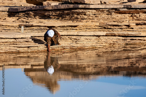 Water and Oasis in the Sahara Desert photo