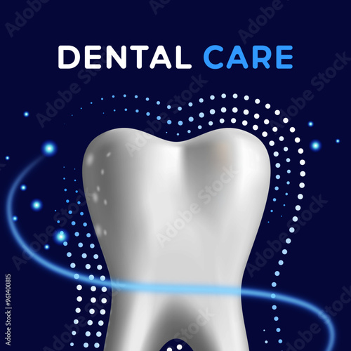 Dental care poster with tooth illustration