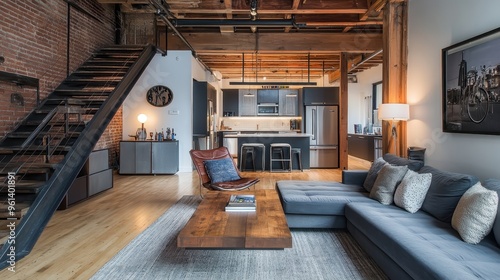 Wallpaper Mural Modern Industrial Loft Apartment with Open Concept Living Area and Stylish Interior Design Torontodigital.ca