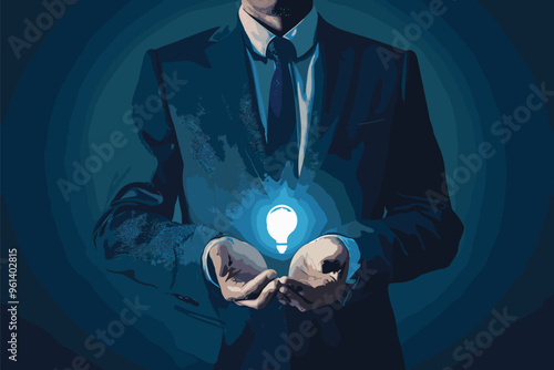 Smart Businessman Holding Trademark Symbol, Protecting Profitable Idea with Copyright and Patent