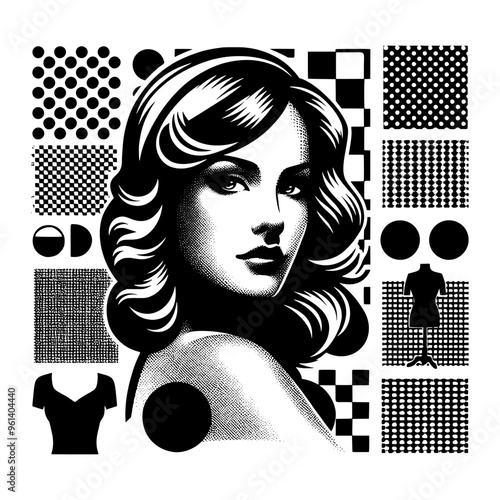 vintage beauty girl with black hair