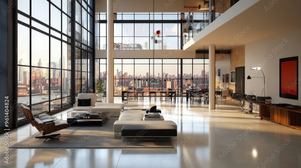 Modern Luxury Loft Apartment with Panoramic City Views and Contemporary Interior Design Modern Luxury Loft Apartment with Panoramic City Views and Contemporary Interior Design