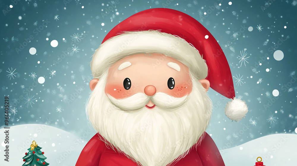 Adorable Santa Claus for Christmas, featuring a cheerful and charming design. The image captures Santa in a classic red suit with a friendly smile, Adorable Santa Claus for Christmas, featuring a cheerful and charming design. The image captures Santa in a classic red suit with a friendly smile,