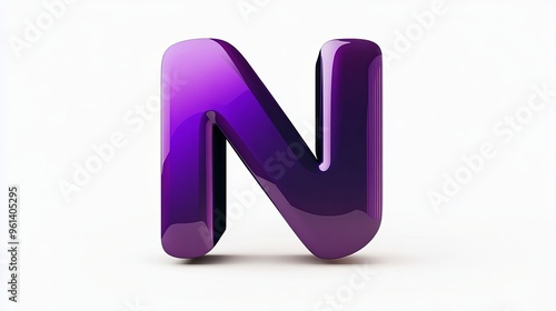 Letter "N" in 3D, isolated on white background, alphabet.