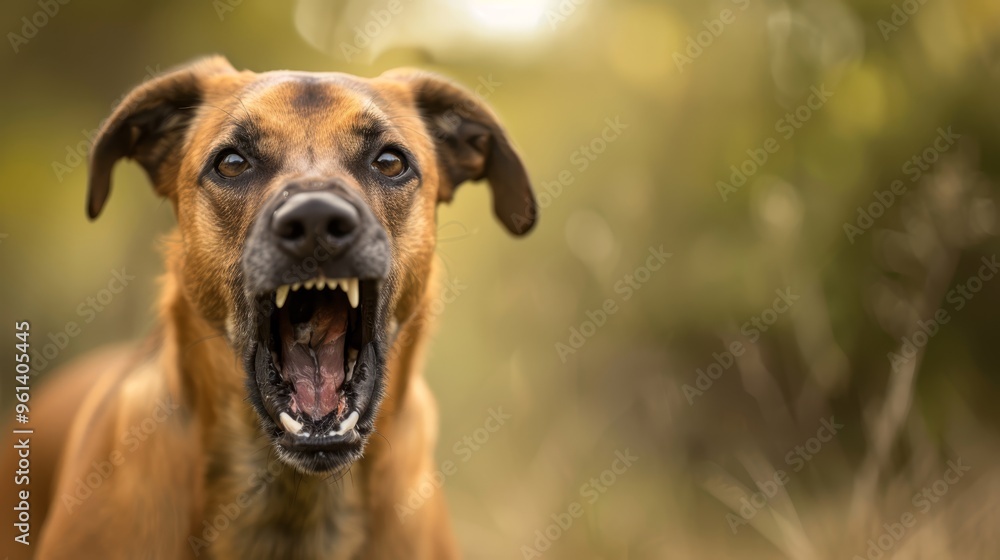 A brown dog with its mouth wide open A brown dog with its mouth wide open