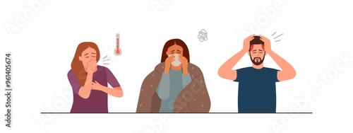 Group of ill people vector illustration
