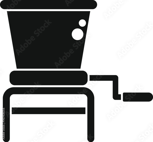 Simple icon of a manual grain grinder crushing wheat with a metal handle