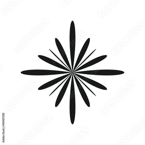 Flower black shape isolated on white background. Vector