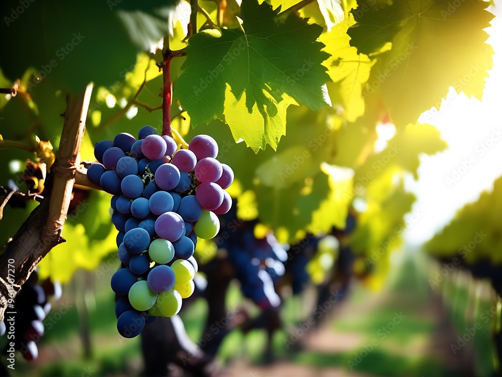 Naklejka premium Fresh ripe purple red Grapes