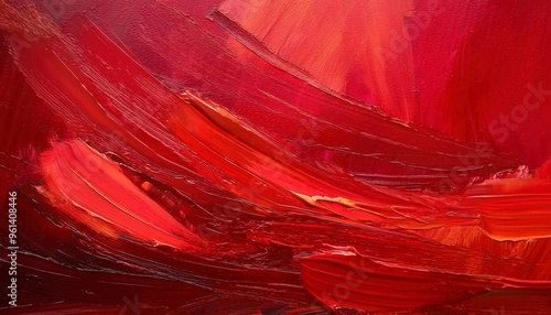 Abstract red Texture on Canvas, Vibrant Brushstrokes, Modern Art Background. Generated image