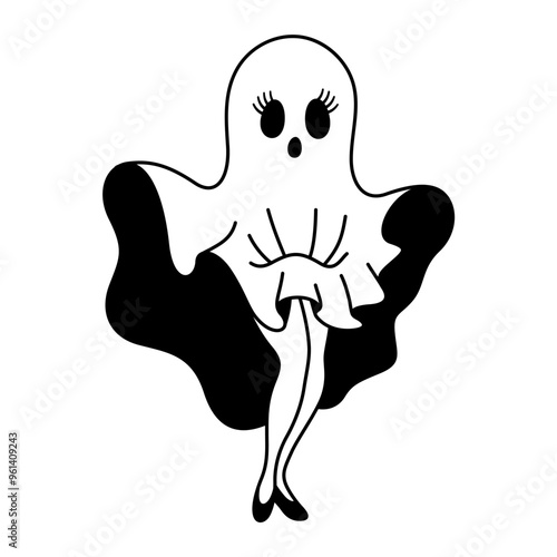 funny halloween ghost lady for greeting halloween festival spooky season