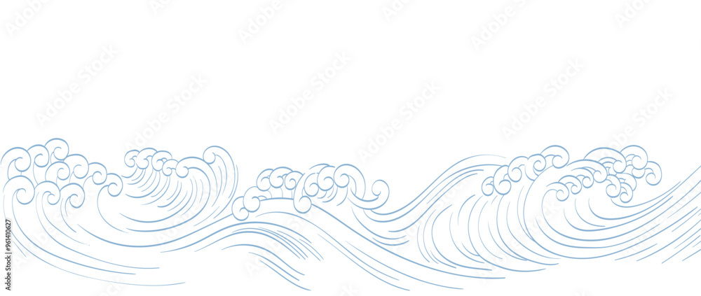 Hand drawn wave with Japanese background vector. Oriental decoration banner design, flyer or presentation in vintage style. Ocean and water surface element with abstract art shape. Hand drawn wave with Japanese background vector. Oriental decoration banner design, flyer or presentation in vintage style. Ocean and water surface element with abstract art shape.