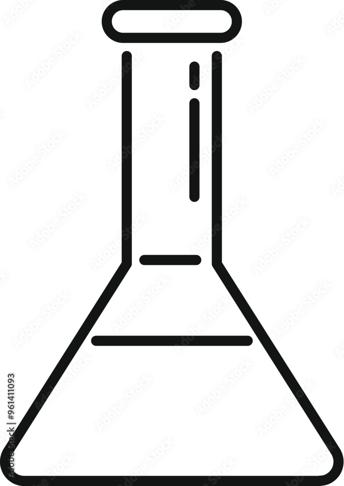 Simple line art icon of a chemical flask, commonly used in laboratories for experiments Simple line art icon of a chemical flask, commonly used in laboratories for experiments
