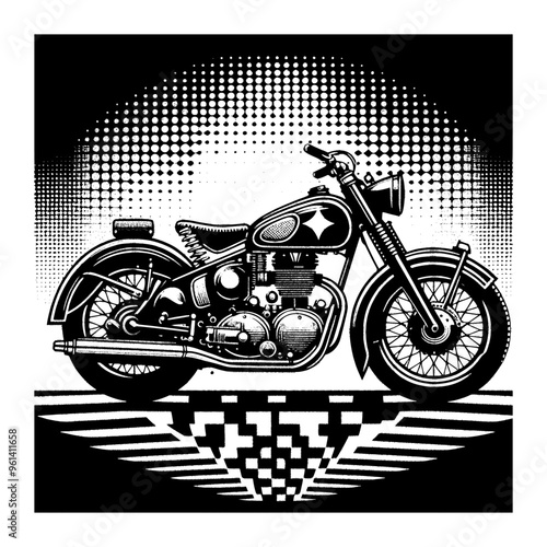 vintage motorcycle illustration desain