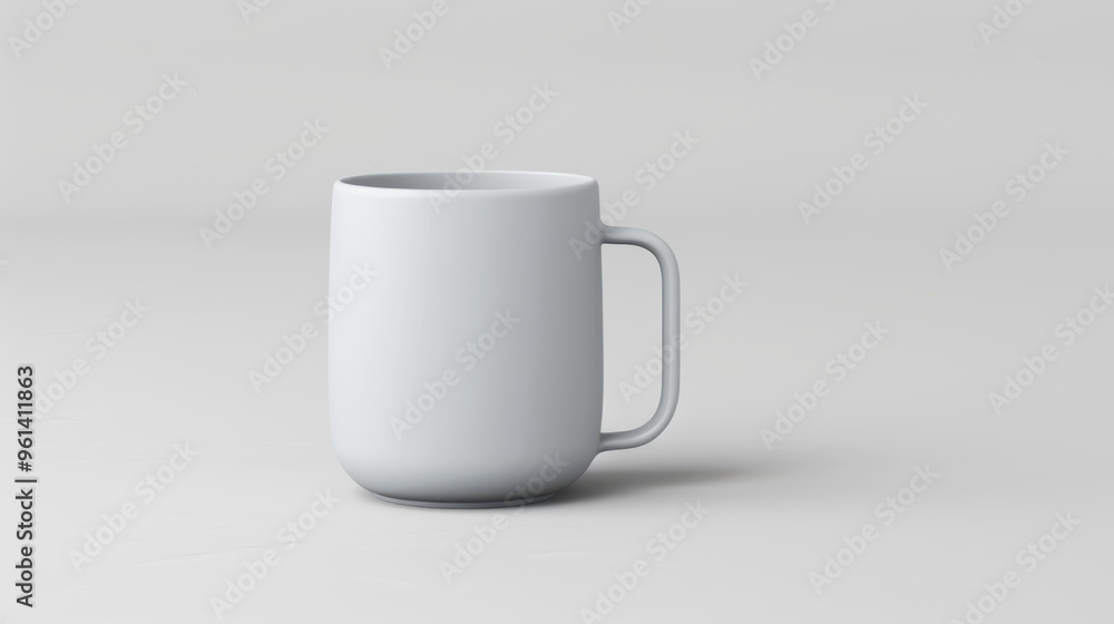 Obraz premium A sleek mug mockup displayed against a light gray backdrop, perfect for showcasing your creative designs in a professional manner.