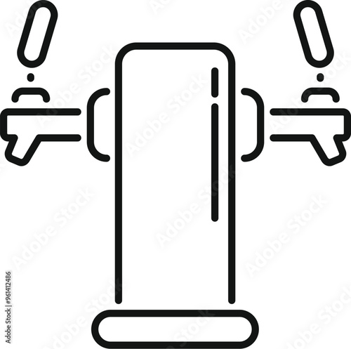 Double beer tap standing on a countertop dispensing craft beer for customers in a pub