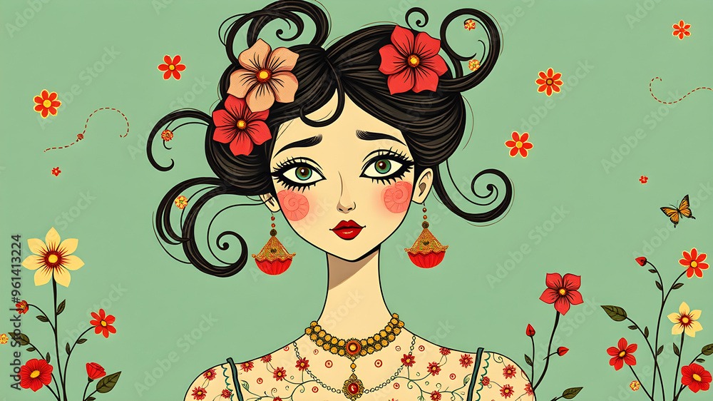 A whimsical alegorical interpretation of a beautiful woman A whimsical alegorical interpretation of a beautiful woman