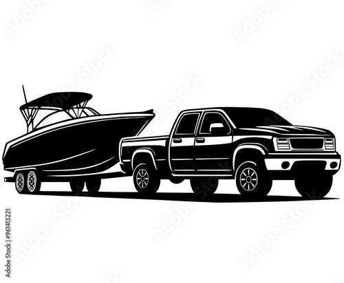 pick up truck trailer towing boat 