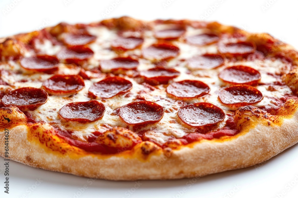 Close-Up of a Pepperoni Pizza Slice with Melted Cheese Close-Up of a Pepperoni Pizza Slice with Melted Cheese