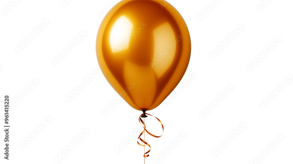 Naklejka premium beautiful golden party decor balloon, studio view, isolated on transparent background.