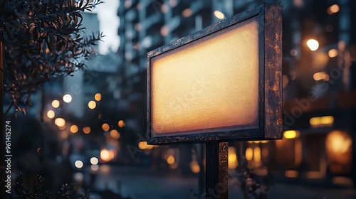 An illuminated signboard glows in an urban night setting, waiting to catch the eye.