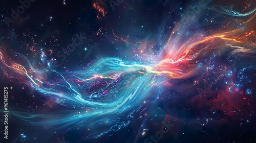 Colorful Nebula in Deep Space with Glowing Light