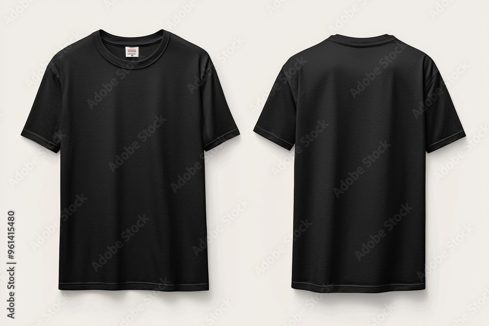 Black Tshirt Mockup Front and Back Isolated created with Generative AI Black Tshirt Mockup Front and Back Isolated created with Generative AI