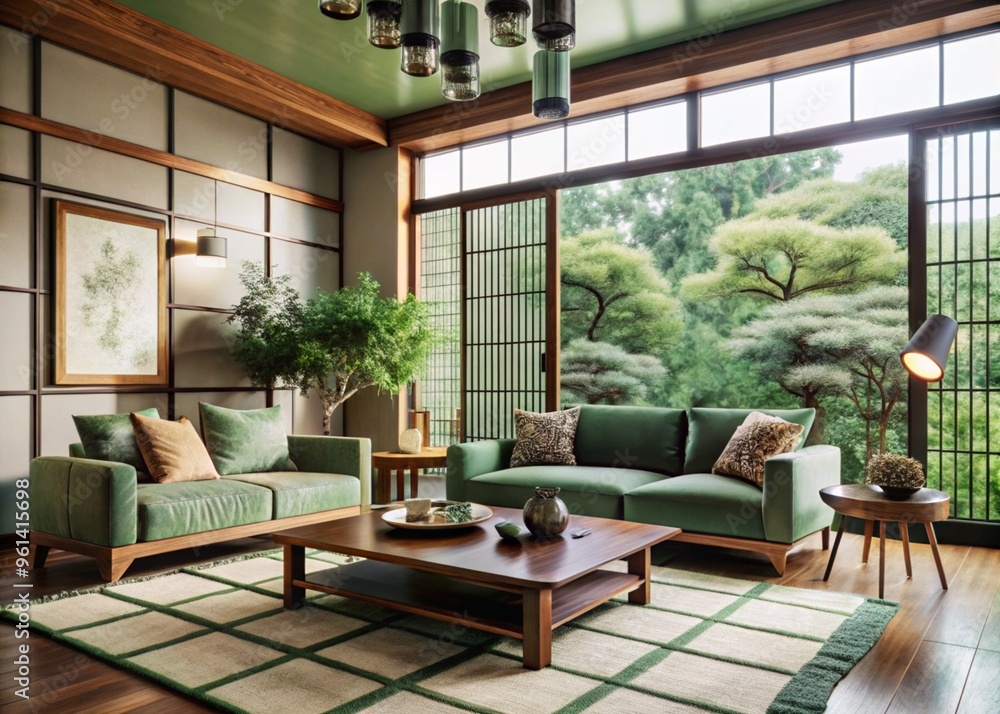 Japandi, minimalist interior design of modern living room. Japandi, minimalist interior design of modern living room.