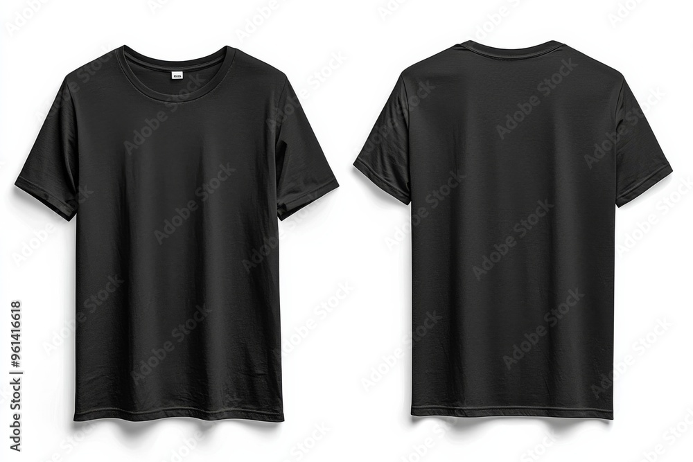 Black Tshirt Mockup Front and Back Isolated created with Generative AI Black Tshirt Mockup Front and Back Isolated created with Generative AI