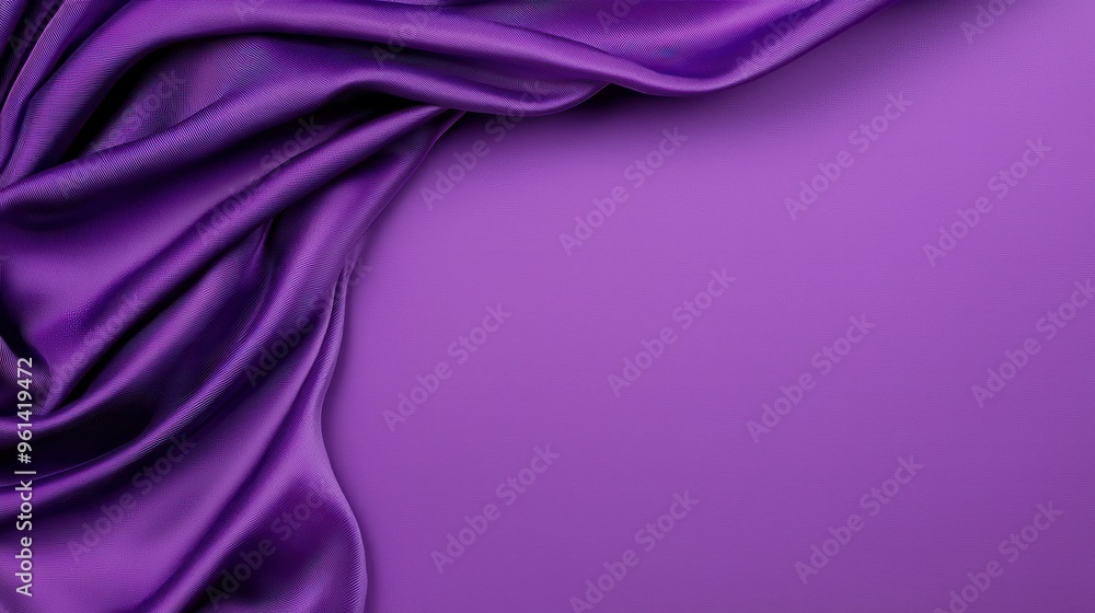 Fototapeta premium Purple Silk Fabric Drape with Copy Space