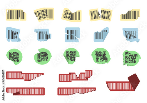 Barcode Sticker Torn Element Set
