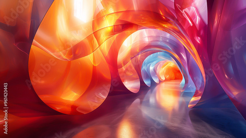 Futuristic 3D flame sculptures in a colorful and imaginative art gallery, top view, representing future artistic expression, advanced tone, Tetradic color scheme