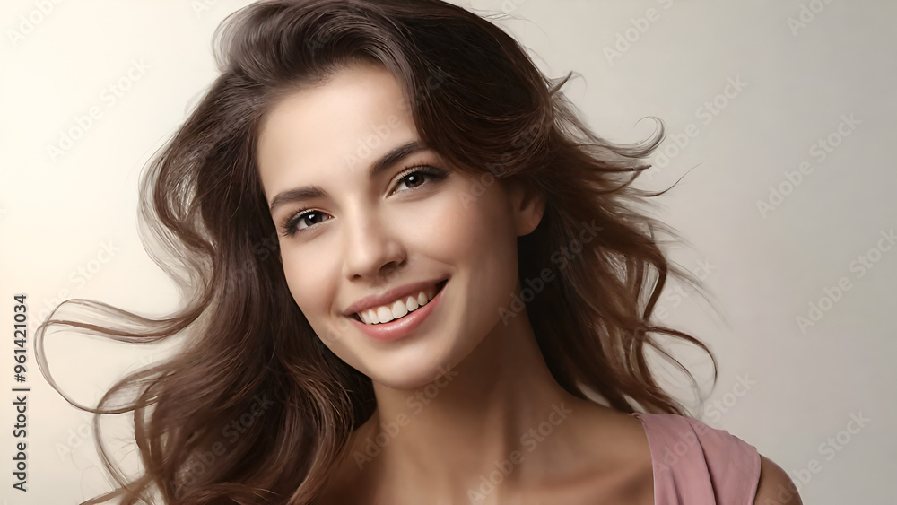 portrait of amazing perfect beauty glad woman happily smiling over background portrait of amazing perfect beauty glad woman happily smiling over background