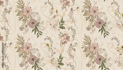 Wallpaper Mural seamless floral pattern Torontodigital.ca