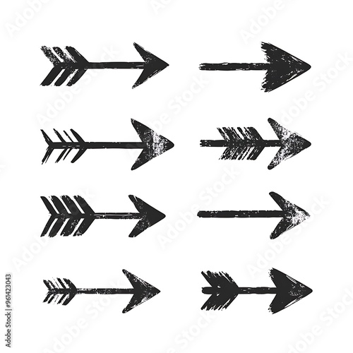 Set of tribal arrows. Vector illustration in black photo