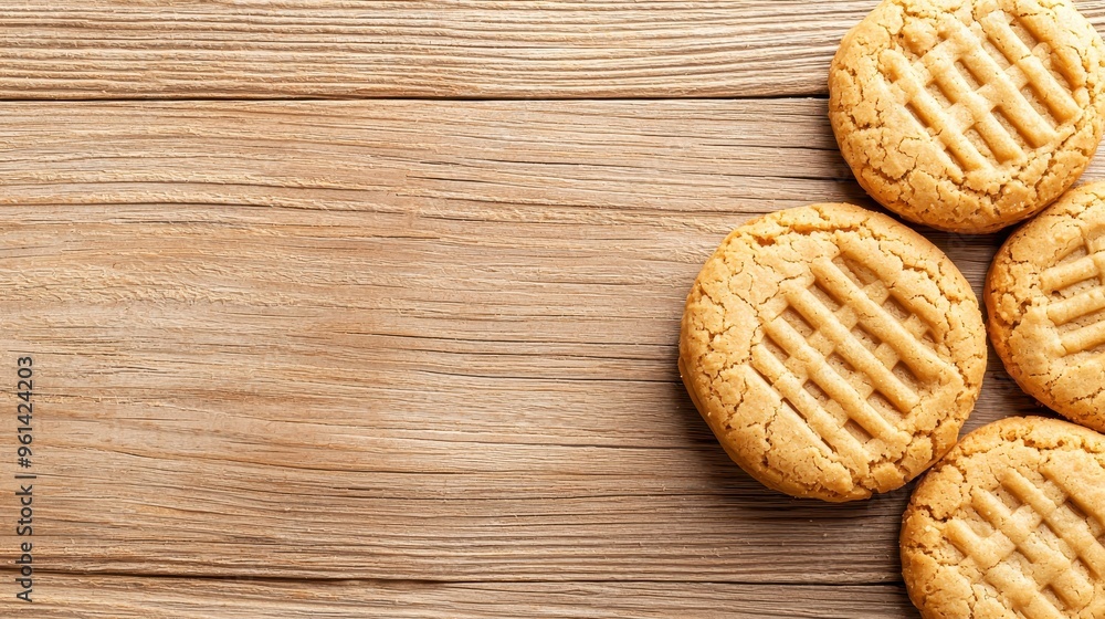 Delicious Buttery Cookies on Rustic Wooden Background Delicious Buttery Cookies on Rustic Wooden Background