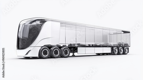 Futuristic Glass Semi Truck Cargo Delivery Transportation