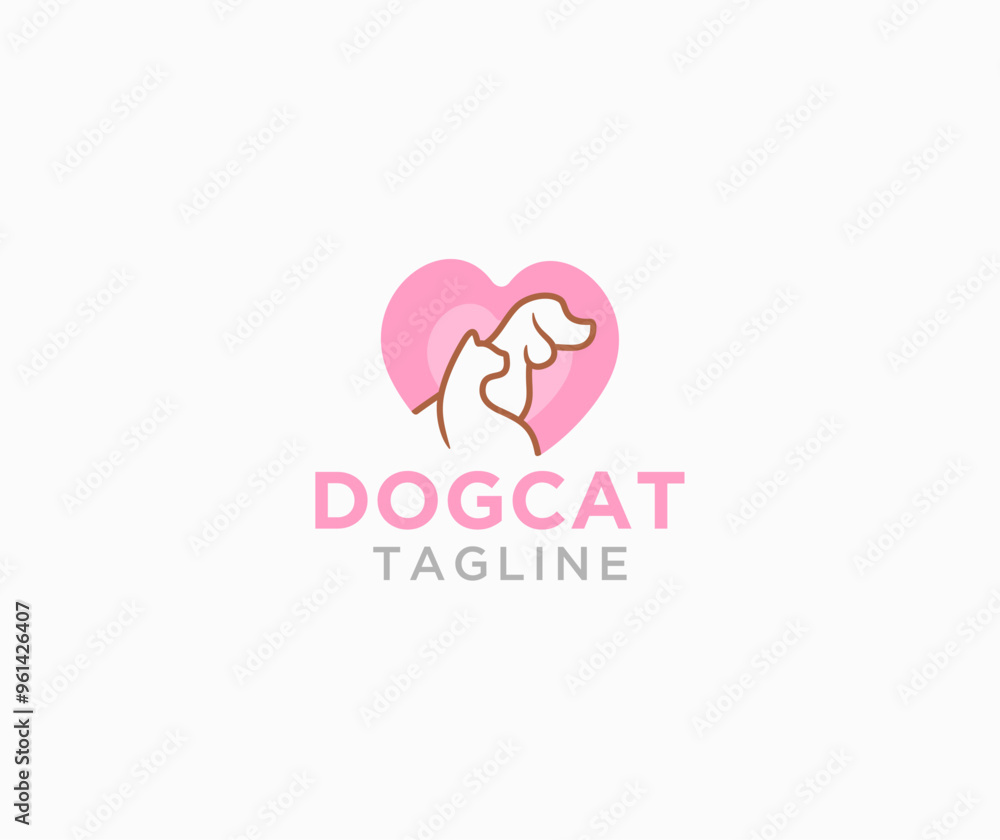 dog cat logo in love dog cat logo in love