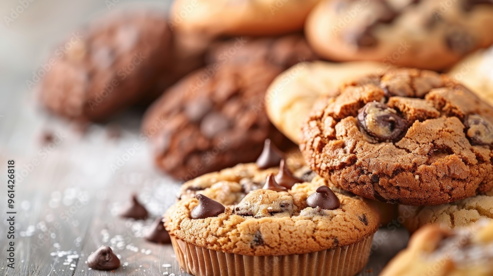 A close-up of individual baked items like cupcakes or cookies at a school bake sale, with a minimalist background and plenty of copy space for product details and prices. A close-up of individual baked items like cupcakes or cookies at a school bake sale, with a minimalist background and plenty of copy space for product details and prices.
